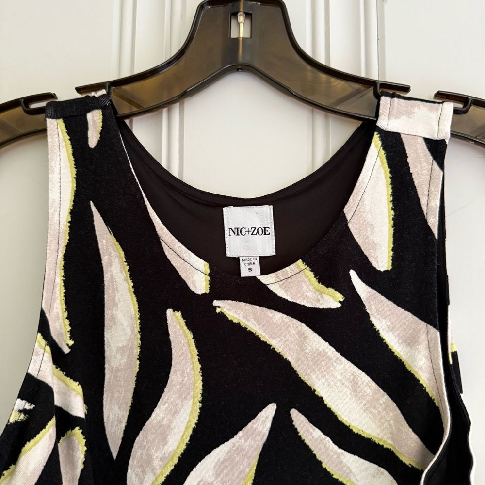 NIC+ZOE Black and Cream Leaf Design Midi Dress - Picture 4 of 4